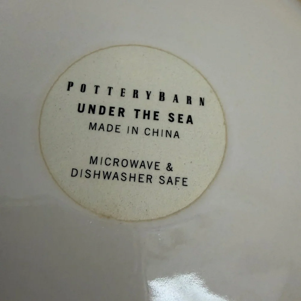 Pottery Barn Ivory Beige Under The Sea Salad Plates 9” Set 2 Embossed Shells